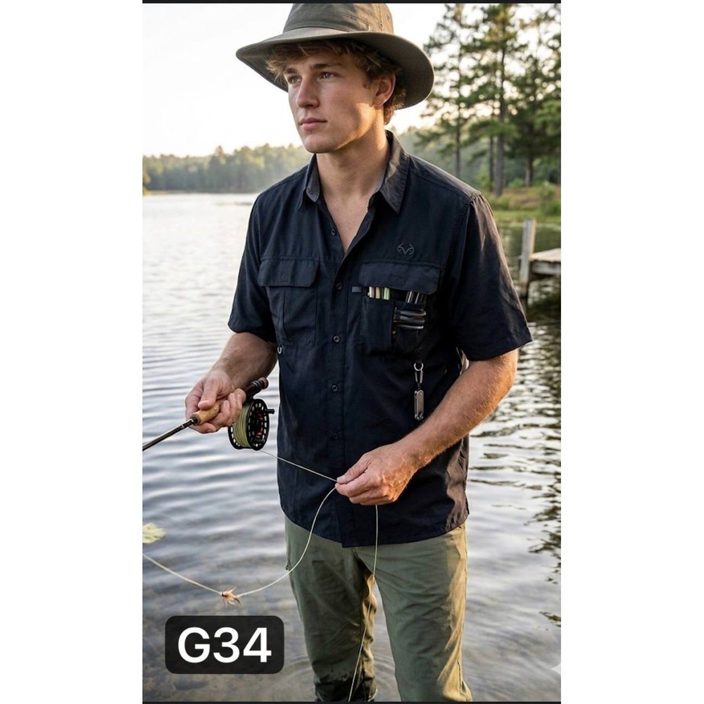 Realtree Fishing Performance Shirt Mens Small Black‎ Techwear Gorpcore Tactical